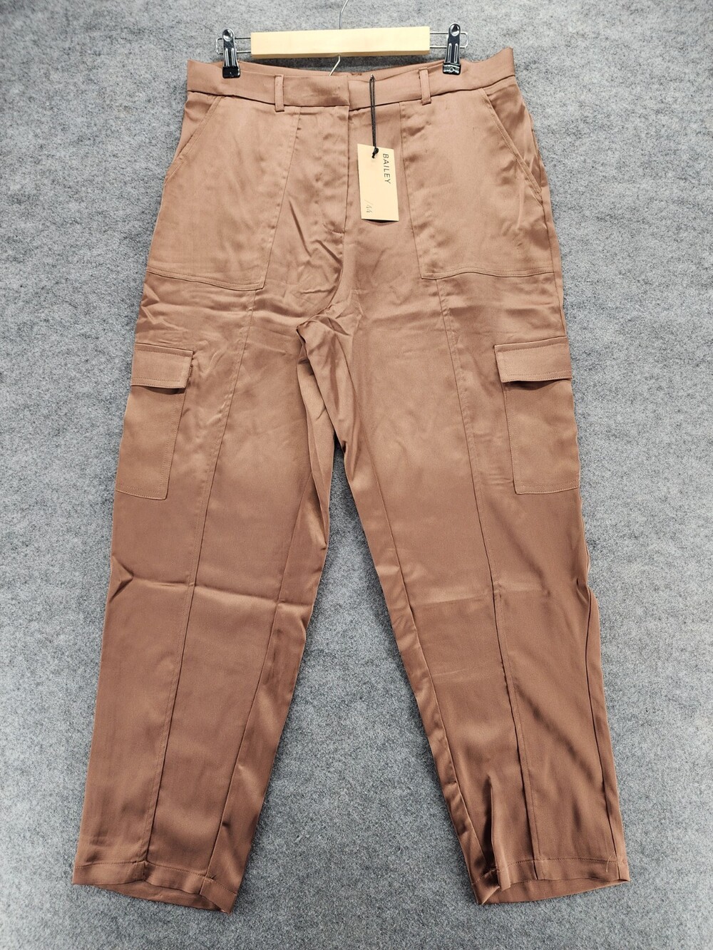 Bailey 44 Pants Womens 12 Brown Satin Cargo Ankle